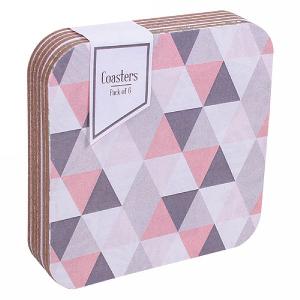 Pack of 6 Geo Pink & Grey Coasters