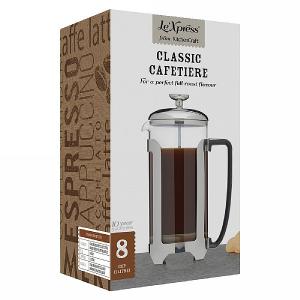 Le'Xpress Stainless Steel 8 Cup French Press Cafetiere - 1 Litre