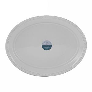 White 44cm Beaded Oval Platter