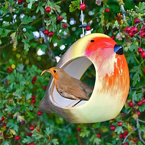 Wildlife World Ceramic Robin Bird Feeder