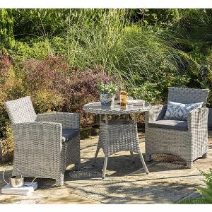 Kettler Palma White Wash Bistro Set (Glass Top)