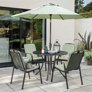 Kettler Siena 4 Seater Round Dining Set with Sage Cushions