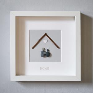 Home' Silver Foil Pebble Picture 23x23cm