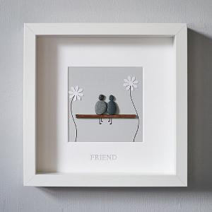 Friend' Silver Foil Pebble Picture 50x50cm