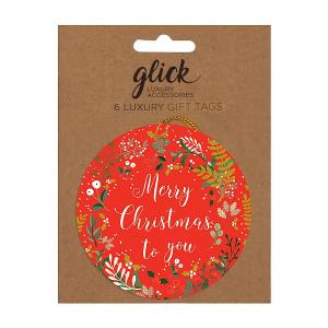 Glick Stephanie Dyment Red Wreath Gift Tag (Pack of 6)