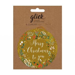 Glick Stephanie Dyment Gold Wreath Gift Tag (Pack of 6)