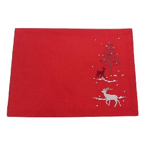 Peggy Wilkins Rivington Embroidered Red Christmas Woodland Placemat - Pack of 2