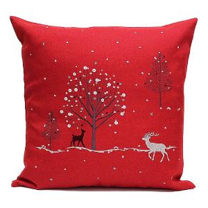 Peggy Wilkins Rivington Embroidered Red Christmas Woodland Complete Cushion