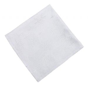 Peggy Wilkins Snow Crystal White & Silver Christmas Napkin - Pack of 4