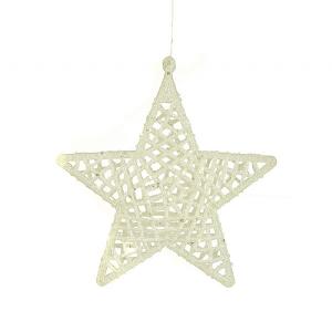 Floralsilk White Glitter Star Hanger