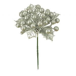 Floralsilk Silver Christmas Berry Pick