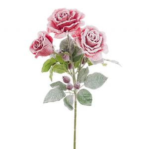 Floralsilk Red Snowy Rose Spray