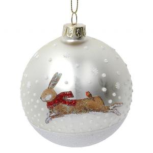 Gisela Graham Matt Gold Glass Bauble with Hare