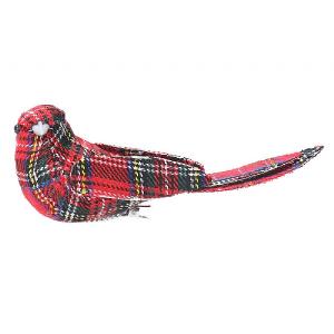 Gisela Graham Fabric Tartan Bird Clip
