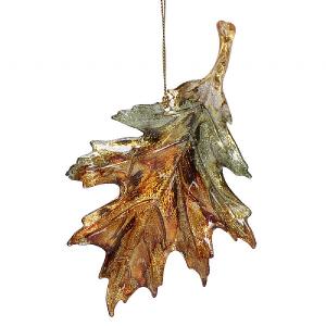 Gisela Graham Amber & Green Acrylic Leaf Decoration