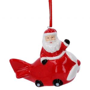 Gisela Graham Ceramic Santa in Plane Decoration