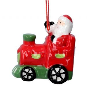 Gisela Graham Ceramic Santa on Train Decoration