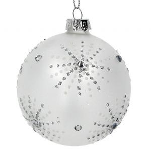 Gisela Graham Opaque Bauble with Silver Diamante Starburst