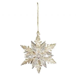 Gisela Graham Pale Gold & Silver Glitter Snowflake Decoration