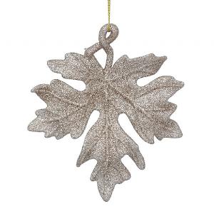 Gisela Graham Gold Glitter Acrylic Maple Leaf Decoration