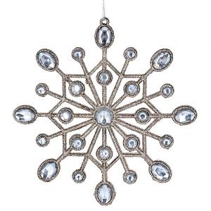 Gisela Graham Gold Glitter Acrylic Diamante Snowflake Decoration