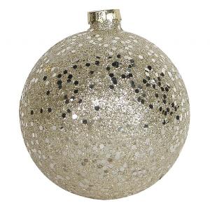 Gisela Graham Pale Gold Glitter Bauble with Gold Sequin Dots