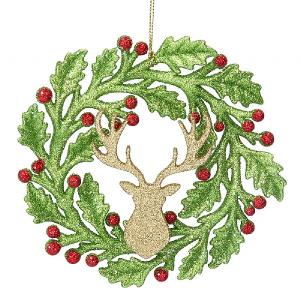 Gisela Graham Acrylic Wreath with Stag Head Decoration