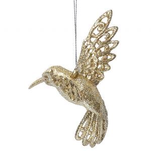 Gisela Graham Gold Glitter Acrylic Hummingbird Decoration