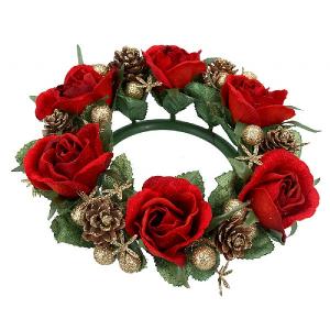 Gisela Graham Large Red Rose Gold Cone Candle Ring