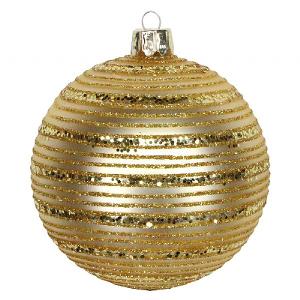 Gisela Graham Matt Gold Glass Bauble with Gold Glitter Astral