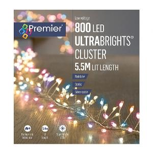 Premier 800 Rainbow LED Ultrabrights Cluster Lights (Silver Cable)