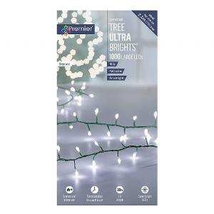 Premier 1000 Cool White LED Ultrabrights Tree Lights (Green Wire)