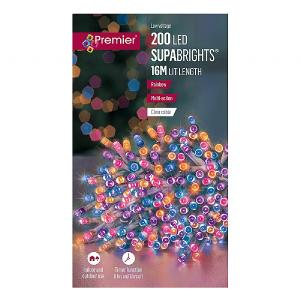 Premier 200 Rainbow LED Supabrights Christmas Lights (Clear Cable)