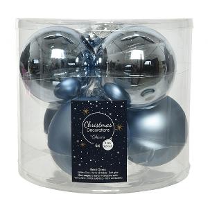Decoris Winter Sky 80mm Glass Baubles (Pack of 6)