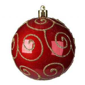 Decoris Red Shiny with Swirl 80mm Bauble