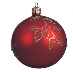 Decoris Christmas Red with Branches 80mm Glass Bauble