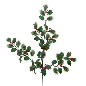 Decoris Green & Red Holly Berry Spray