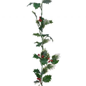 Decoris Green & Red Holly Berry Garland 170cm