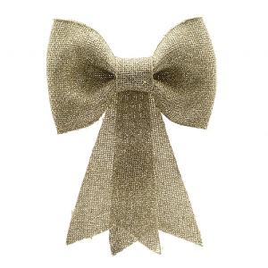 Decoris Light Gold Plastic Bow with Glitter