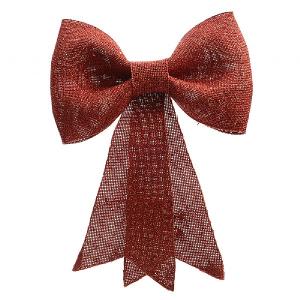 Decoris Red Plastic Bow with Glitter