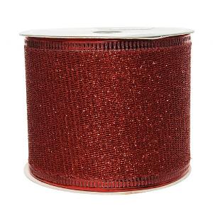 Decoris Red Ribbon Mesh with Glitter 2.7m