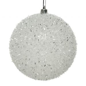 Decoris White with Glitter 100mm Bauble