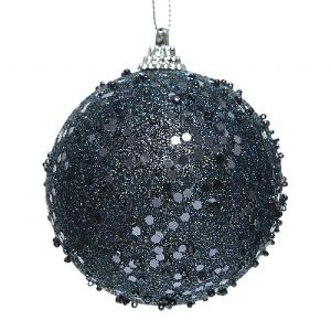 Decoris Night Blue 80mm Foam Bauble with Glitter