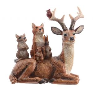 Decoris Brown Reindeer with Animals on Back Ornament