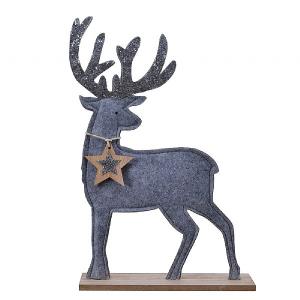 Decoris Misty Grey Felt Deer on stand with Glitter 39cm