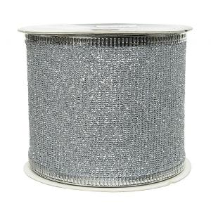 Decoris Silver Ribbon Mesh with Glitter 2.7cm