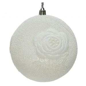 Decoris White 100mm Bauble with Lace