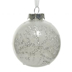 Decoris White 100mm Bauble with Snowflake