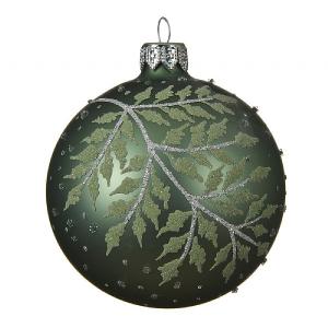 Decoris Sage Green Fern Leaf 80mm Bauble