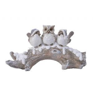 Decoris White Frost Branch with 3 Birds